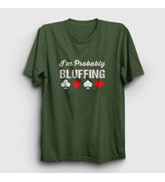 Presmono Unisex Sarı Probably Bluffing Poker T-Shirt 362010tt (Haki)
