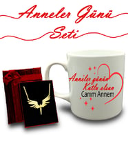 Anneler Gününe Özel Kupa & Mikail Melek Kolye Hediye Seti (Model 2)