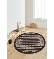 Dijital Baskılı Kaymaz Taban Yıkanabilir Yuvarlak Salon Halısı Koridor Halısı Paspas NDY-SD-1115 (Kahverengi)