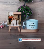 Groom Fotoğraflı Dekoratif Taş, Kupa Bardak Beyaz Hediye (Model 8)