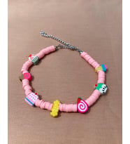 Renkli Boncuk Kolye- Kedi/ Küçük-Orta Irk Köpek Tasması (Pembe)