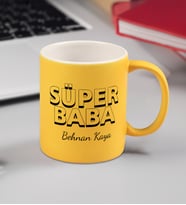 Babalar Gününe Özel Tasarım Kişiye Özel Renkli Kupa (Sarı)
