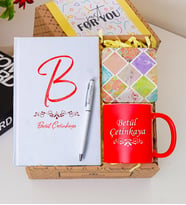 Kişiye Özel Renkli Defter , Kupa Bardak, Tükenmez Kalem & Hediye Seti (Kırmızı)