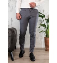 NOTRA SLİMFİT DAR PAÇA ERKEK YAZLIK GABARDİN CHİNO PANTOLON (Gri)