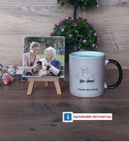 Yılın Annesi Fotoğraflı Dekoratif Taş, Kupa Bardak Beyaz Hediye (Model 9)