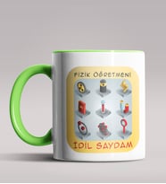 Kişiye Özel Fizik Öğretmeni Tasarımlı Siyah Renk Kupa Bardak 4 (Yeşil)