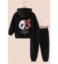 Çocuk Panda Eşofman Takımı (Siyah)