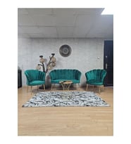 Papatya Çay Seti Koltuk Takımı Gold Sivriltme Ayak, Balkon, Salon, Ofis, Cafe Koltuk Takımı (Yeşil)