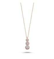 Zirkon Taşlı Kolye (Rose)