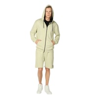 Erkek Kapüşonlu Fermuarlı Oversıze Sweatshırt Koyu Gri (Açık Yeşil)