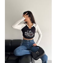 Noa Noa Reglan Kol Crop (Siyah)