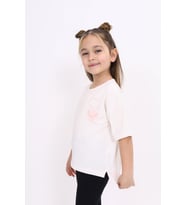 Toontoy Kız Çocuk Baskılı Tişört (Ekru)