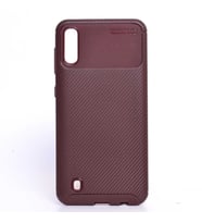 Samsung Galaxy M10 Kılıf Karbon Silikon Case (KAHVE)