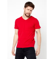 Erkek Pamuklu Kısa Kollu V Yaka T-shirt (Lacivert)