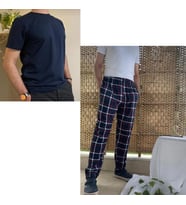 Cepli Regular Fit Alt Pamuklu Örme Bisiklet Yaka Erkek Pijama Takımı (Lacivert)
