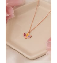 MİNELİ 3 YAPRAKLI ÇİÇEK KOLYE (Rose)