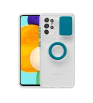 Ally SM Galaxy S21 S30 Ultra Kılıf Sürgülü Kamera Lens Korumalı Yüzük Standlı Silikon Kılıf (Yeşil)