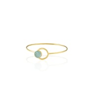 Kadir Jewellery 22 Ayar Altın Kaplama El İşçiliği Zirkon Taşlı Kadın Kelepçe Bilezik (Açık Mavi)