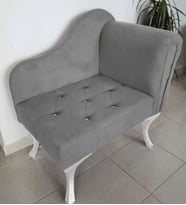 Yeni Model Ters Kol Tekli Köşe Koltuğu Josefin Bench Beyaz Ayak (Gri)
