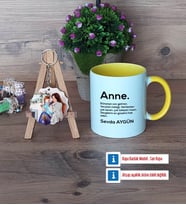 Anneye Hediye Kupa Bardak Beyaz ve Fotoğraflı Ahşap Anahtarlık Hediye (Model 7)
