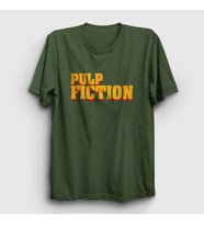 Presmono Unisex Beyaz Logo Film Pulp Fiction T-Shirt 248428tt (Haki)