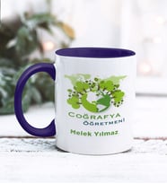 Coğrafya Öğretmeni Tasarımlı Kişiye Özel Kupa Bardak (Lacivert)