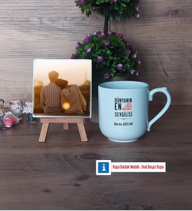 Sevgiliye Hediye Fotoğraflı Dekoratif Taş, Kupa Bardak Beyaz Hediye (Model 5)