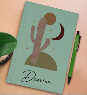 BK Gift Kişiye Özel İsimli Su Yeşili Sert Kapaklı Defter ve Tükenmez Kalem Seti, Arkadaşa Hediye, Yeni İş Hediyesi, Doğum Günü Hediyesi (Model 12)