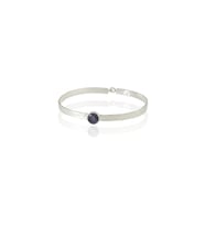 Kadir Jewellery 925 Ayar Gümüş Kaplama El İşçiliği Zirkon Taşlı Kadın Kelepçe Bilezik (Mor)