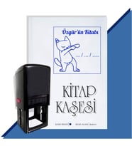 Kişiye Özel  Cute Cat Tarihli Kitap Kaşesi (Mavi)