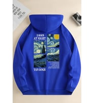 Vangogh Baskılı Oversize Sweatshirt (Mavi)