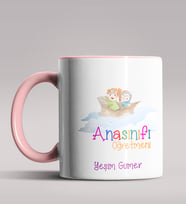 Kişiye Özel Anaokulu Öğretmeni Tasarımlı Siyah Renk Kupa Bardak 2 (Pembe)