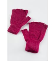 unisex ucu kesik yün elidiven (Fuşya)