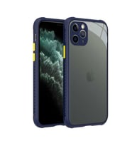 Uyumlu Model Apple iPhone 11 Pro Kılıf Kenar Renkli Sararmaz Şeffaf Kapak (Lacivert)