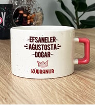 Kişiye Özel Efsaneler Ağustosta Doğar Hediye Lüks Fincan Doğum Günü Hediyesi (Pembe)