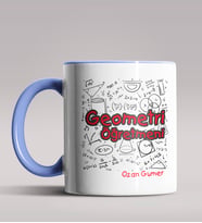 Kişiye Özel Geometri Öğretmeni Tasarımlı Siyah Renk Kupa Bardak 4 (Mavi)