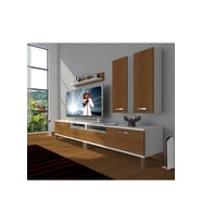 Decoraktiv Eko 5220d Slm Krom Ayaklı Tv Ünitesi Tv Sehpası (Beyaz - Ceviz)