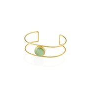 Kadir Jewellery 22 Ayar Altın Kaplama Zirkon Taşlı Ayarlanabilir Vintage Bilezik (Açık Yeşil)