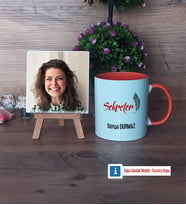Sekretere Hediye Fotoğraflı Dekoratif Taş, Kupa Bardak Beyaz Hediye (Model 13)