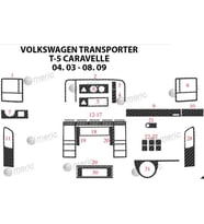 Meriç® Volkswagen Carevella T5 Ön Torpido Kaplama Maun 31 Parça 2003-2009 (Karbon)