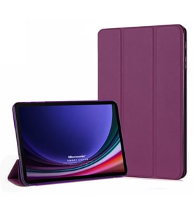 Microsonic Samsung Galaxy Tab S9 X710 Kılıf Slim Translucent Back Smart Cover Siyah (Mor)