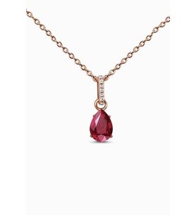 Mistik Topaz Taşlı 14 K Rose Altın Kaplama Kadın Kolye (Şarap)