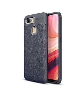 Oppo A7X Kılıf Zore Niss Deri Desenli Silikon Kılıf (Lacivert)