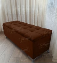 Çizgi Kapitoneli Sandıklı Puf 90 cm Gümüş Ayak (Kahverengi)