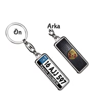 Kişiye Özel Porsche VIP Logo Tema Plaka Anahtarlık (Gümüş)