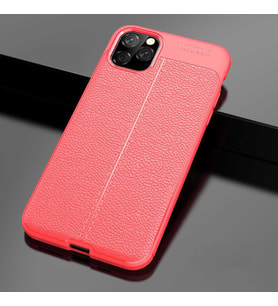 Apple iPhone 11 Pro Max Kılıf Zore Niss Deri Desenli Silikon (Kırmızı)