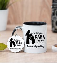 En Yakışıklı Baba Adayı  Kupa Bardağı ve Anahtarlık Hediye Seti (Model 4)