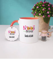 Biyoloji Öğretmeni Kupa Bardak ve Anahtarlık (Turuncu)