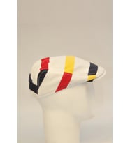 Erkek Çizgili Kasket Şapka  Retro Newsboy Cap - bayşapkacı-8281 (Beyaz)