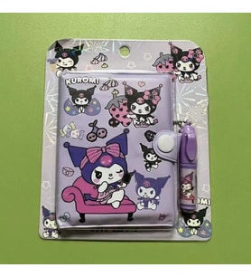 Kawaii Sanrioo Kuromi Karakterler Mini Defter Kalem Set (Mor)